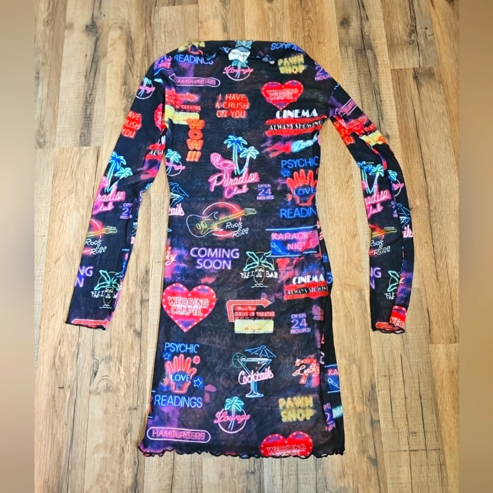 Bear Dance Sheer Printed Dress Size Medium